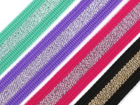  Chinga elastica, textila sau polipropilena - Chinga Polipropilena cu Lurex, 20 mm, Color (50 metri/rola)Cod: 490221