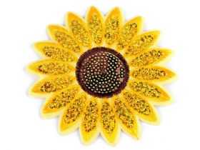 Embleme Adezive, Termoadezive, Decorative - Embleme Termoadezive Floarea Soarelui cu Paiete (10 bucati/pachet) Cod: 400017