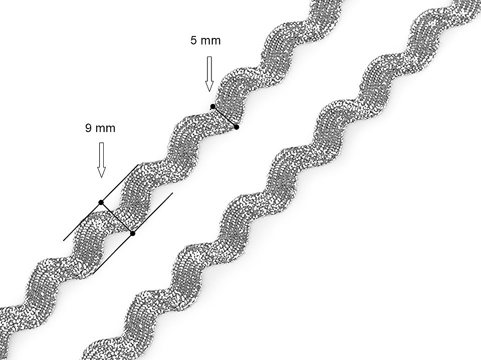 Pasmanterie Zig-Zag cu Lurex, 5 mm  (13,5 m/rola)Cod: 520209 - 6