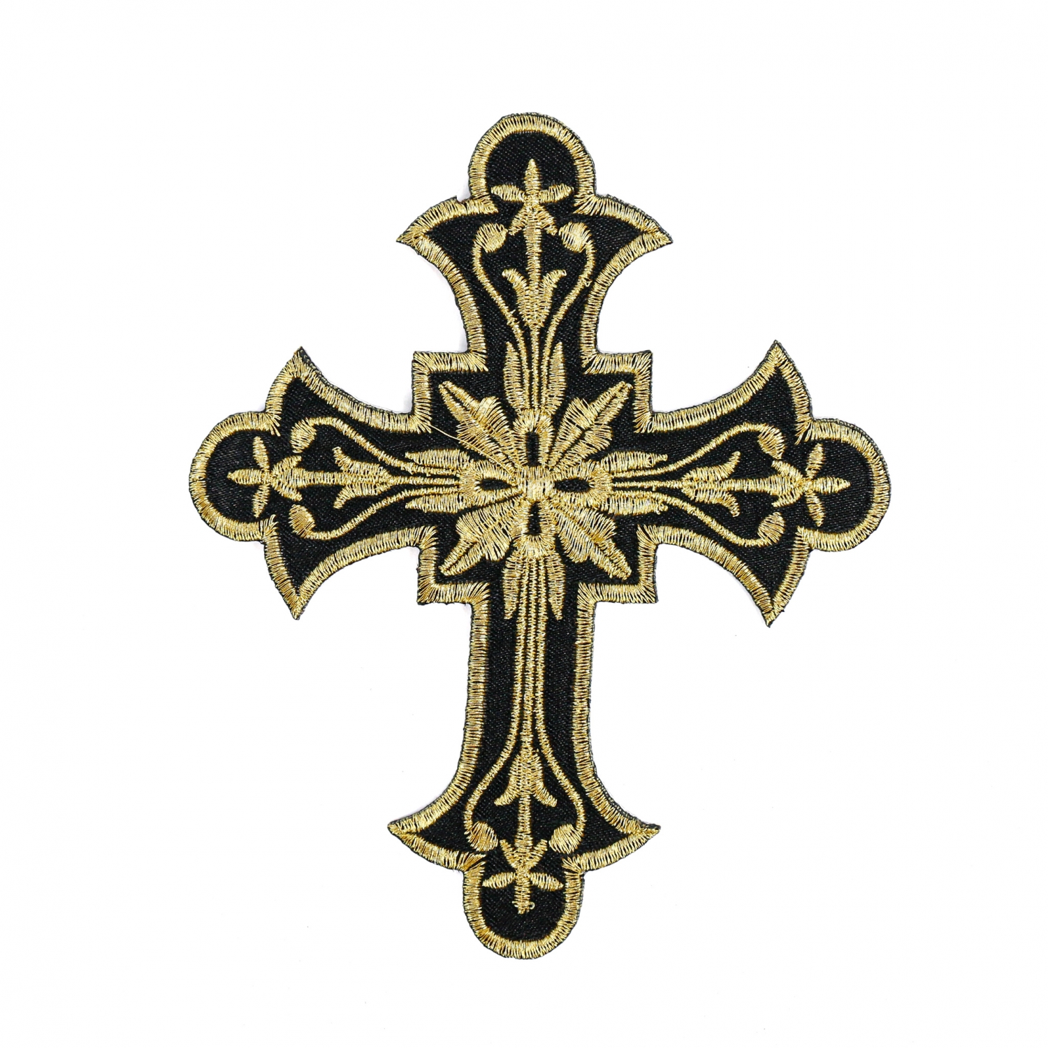  Iron-On Patch Black and Gold Cross, 12.7x10.5 cm (10 pcs/pack) Code: AN788