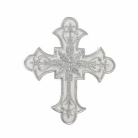 Adhesive, Thermoadhesive and Decorative Emblems -  Iron-On Patch Silver Cross, 12.7x10.5 cm (10 pcs/pack) Code: AN800