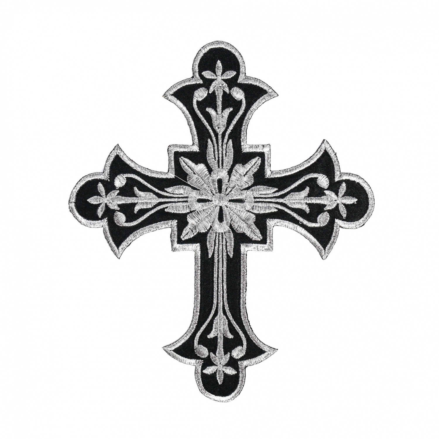  Iron-On Patch Black and Silver Cross, 20x16.5 cm (10 pcs/pack) Code: AN792