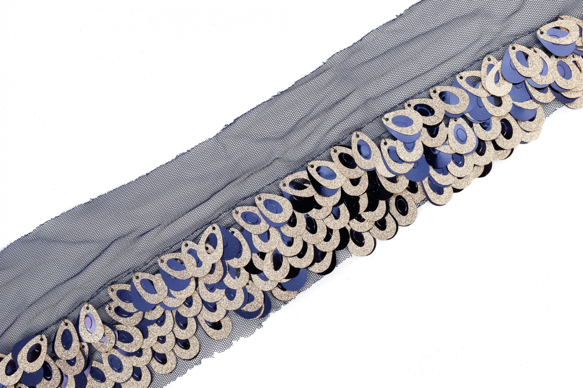 Pasmanterie cu Paiete pe Tul, Bleumarin (1 metru)Cod: ARN1187 - 2