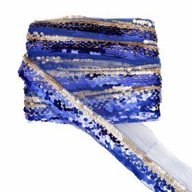 Trim/Border with Metallic Thread, 40 mm (13.716 m/roll) Code: LA4878 - Trim/Border with Seaquins, Royal Blue (17 m/roll)Code: ARN1181