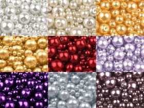 Pearl String, Sew-on Rhinestones and Beads - Glass Beads,  Mix Sizes Ø4-12 mm, 50 grames/pack