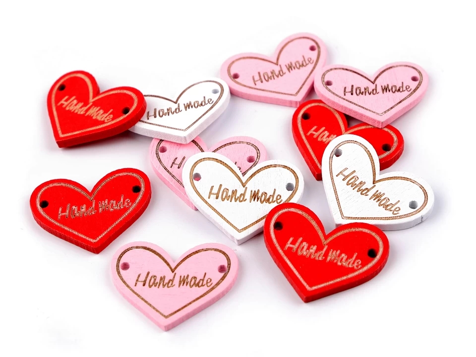 Wooden Tag Hand Made, Heart (10 pcs/bag) Code: 120630