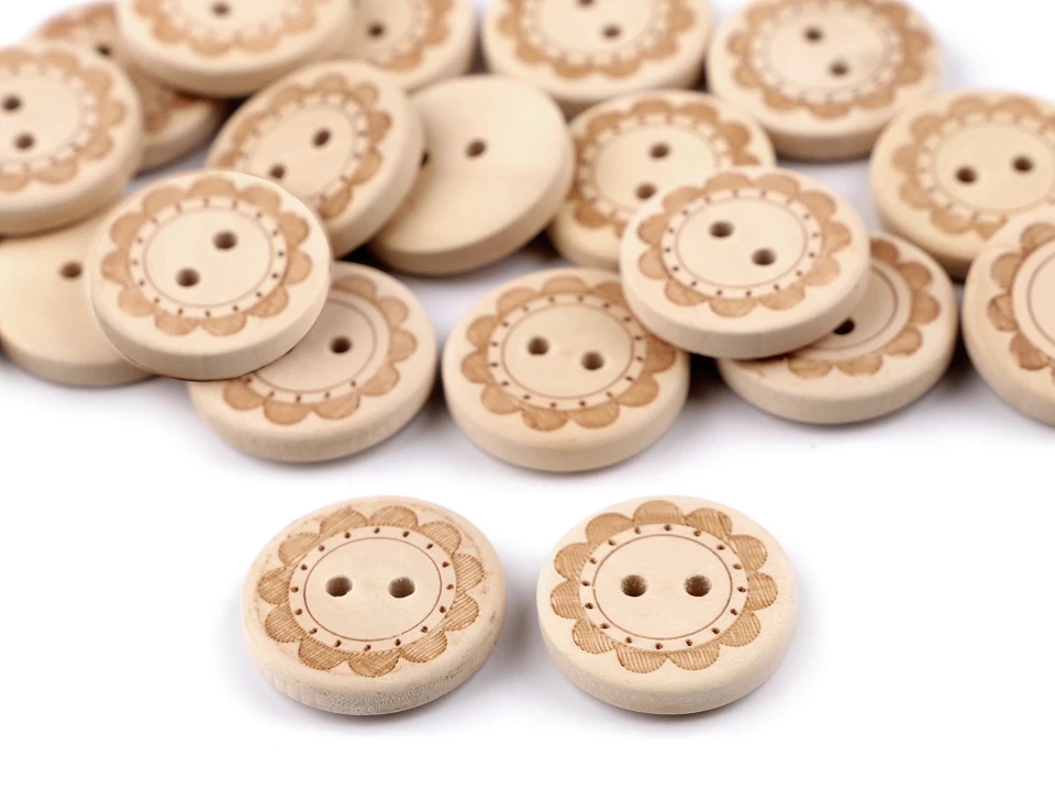 Wooden Decorative Buttons (10 pcs/pack) Model: Flower