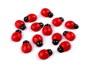 Adhesive, Thermoadhesive and Decorative Emblems - Wooden Decorative Ladybug with Adhesive (25 pcs/pack) Code: 880861