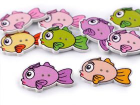 Wooden Decorative Buttons (10 pcs/pack) Model: Fish - Wooden Decorative Buttons (10 pcs/pack) Model: Fish