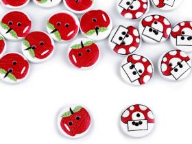 Wooden Decorative Buttons - Wooden Decorative Buttons (50 pcs/pack) Model: Apple, Mushroom 