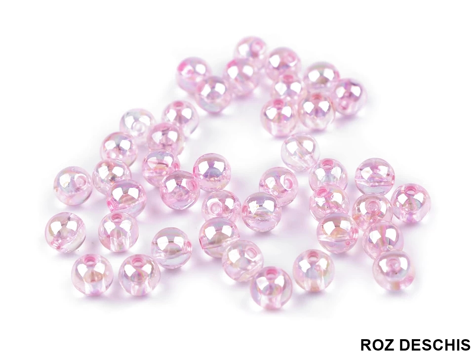 Margele Curcubeu din Plastic, 8 mm (1 pachet)Cod: 340435 - 9