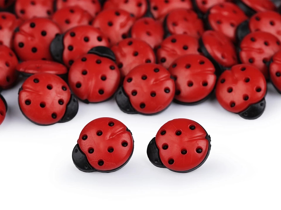 Baby Plastic Buttons, Lady Bug Size: 15 mm (100 pcs/pack)Code: 120665