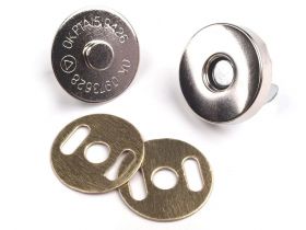 Sew-on Fastener Snaps - Magnetic Snap Closures, 18 mm, Silver (10 sets/box)