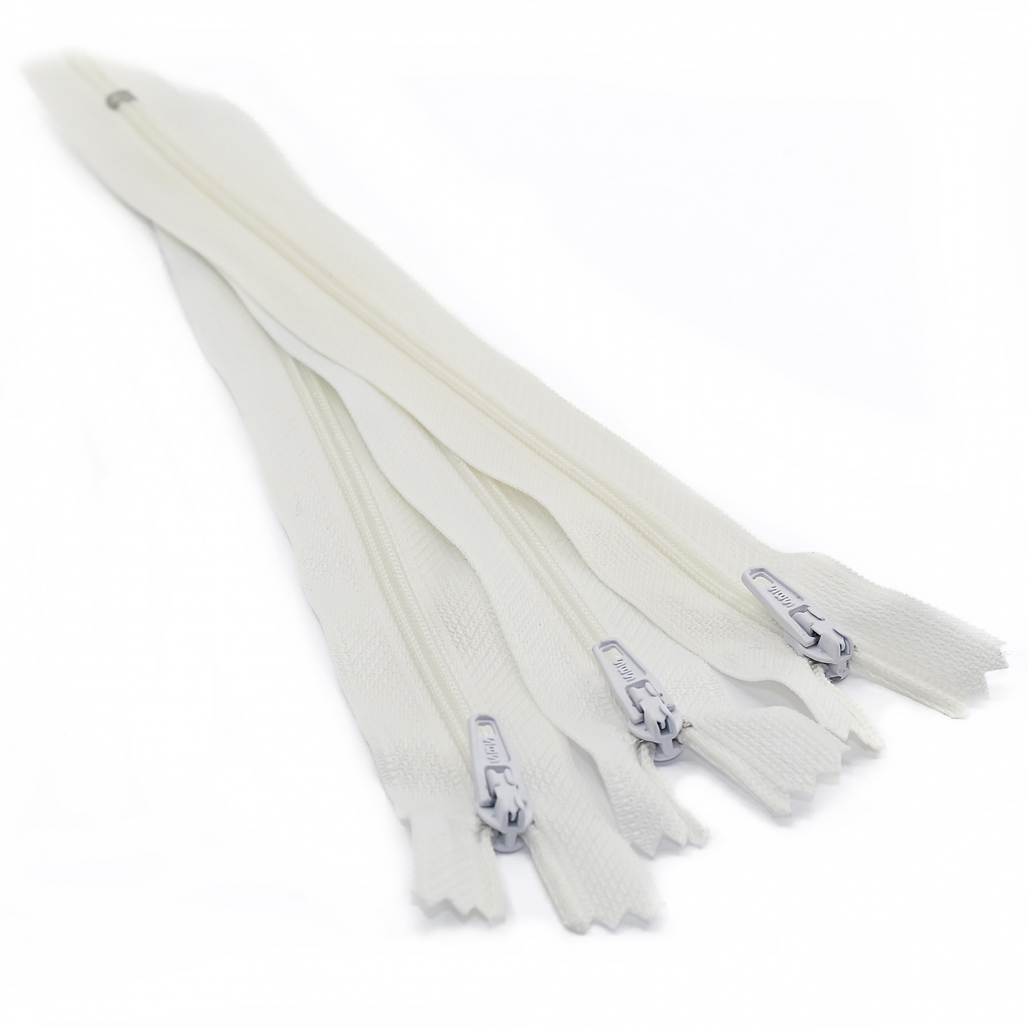 20 cm Normal Zippers, Dirty White (100 pcs/pack)