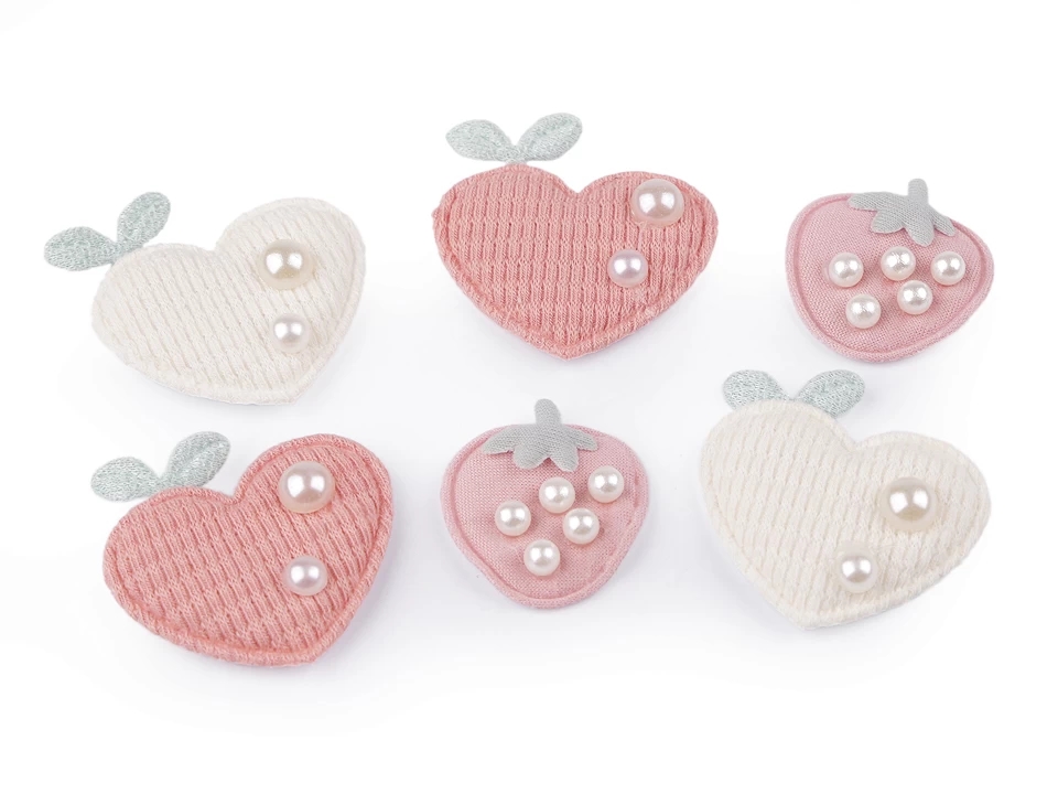 Sewing application, strawberries, heart (10 pieces / pack) Code: 400262