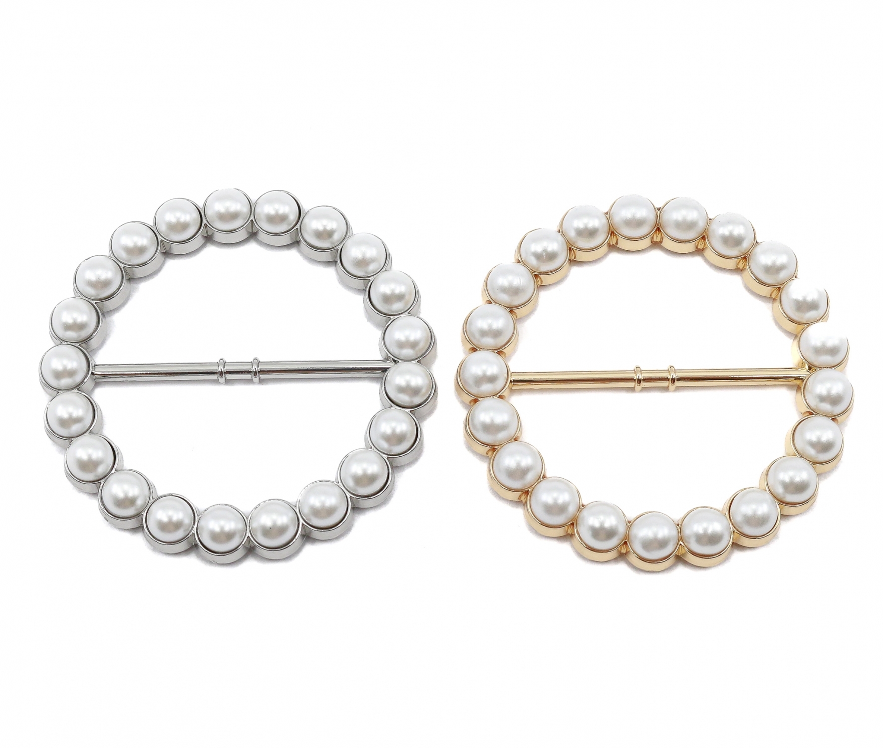 Metal Buckles with Pearls, diameter 6 cm (6 pcs/pack)Code: MY036