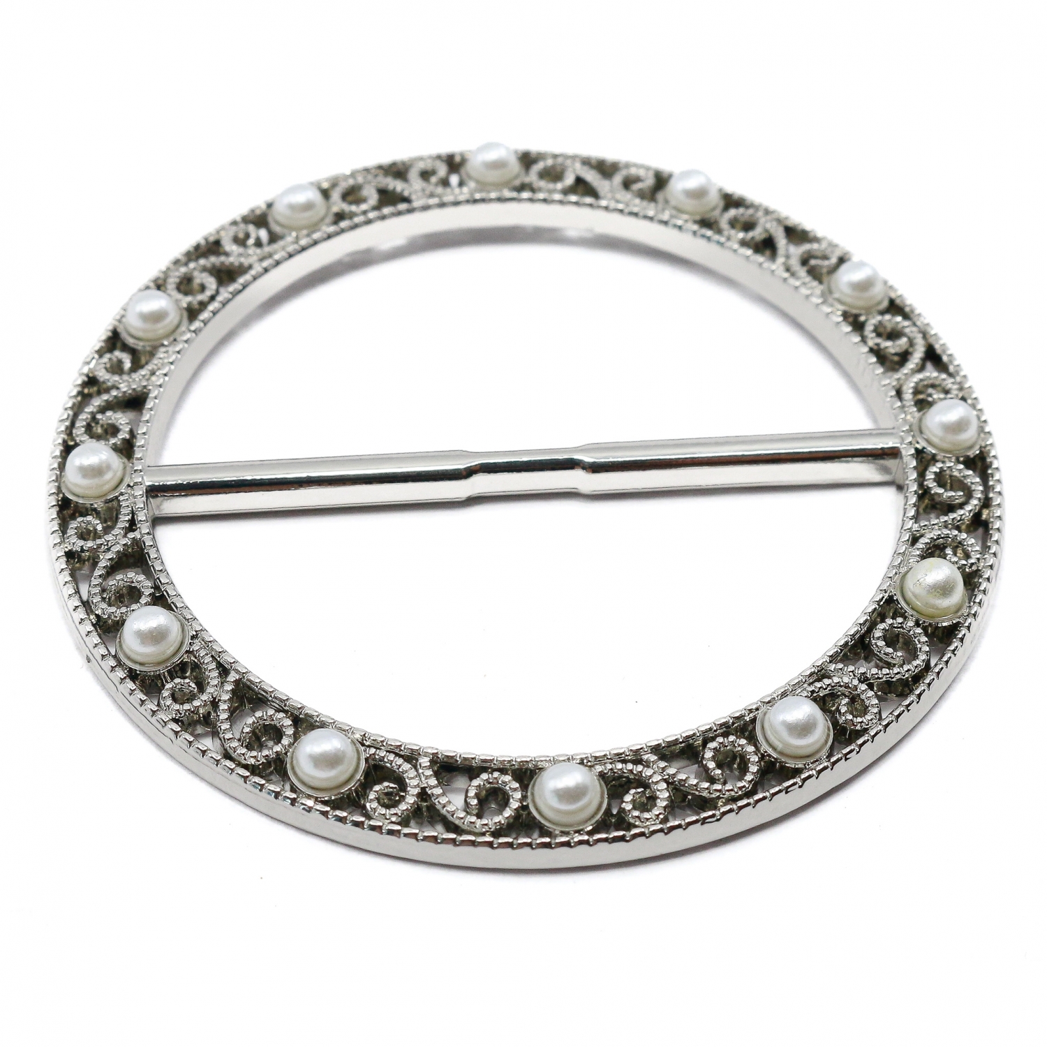Catarame Metalice cu Strasuri si Perle, diametru 6,2 cm (6 bucati/punga)Cod: MY004 - 6