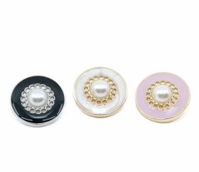 Croitorie - Nasturi Metalici cu Perle, 17 mm (75 bucati/pachet)Cod: MC2163/28
