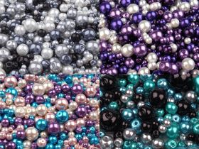 Decorations - Glass Beads,  Mix Sizesand Colors, Ø4-12 mm, 50 grames/pack