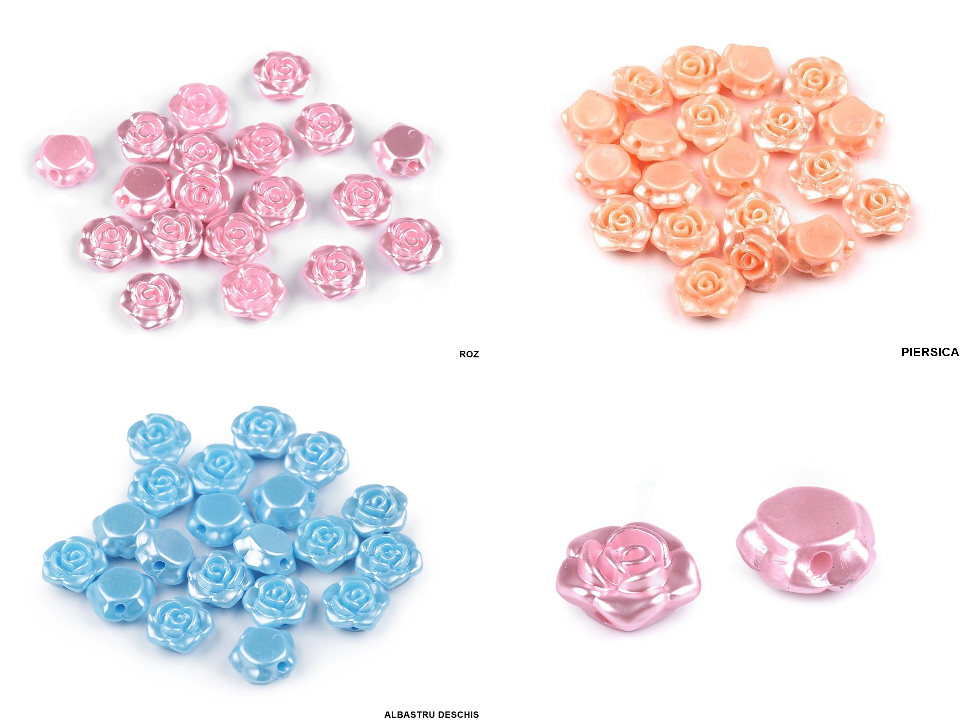 Plastic Beads, Rose, 13 mm (20 pcs/bag)Code: 200671