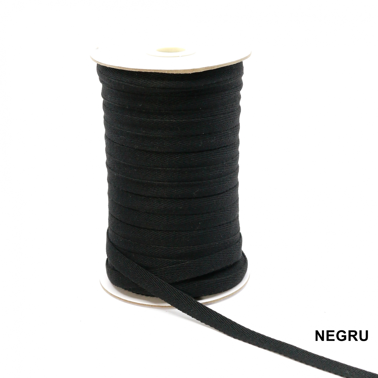 Decorative Cotton Tape, Herringbone, Black, width 10 mm (100 meters/roll)