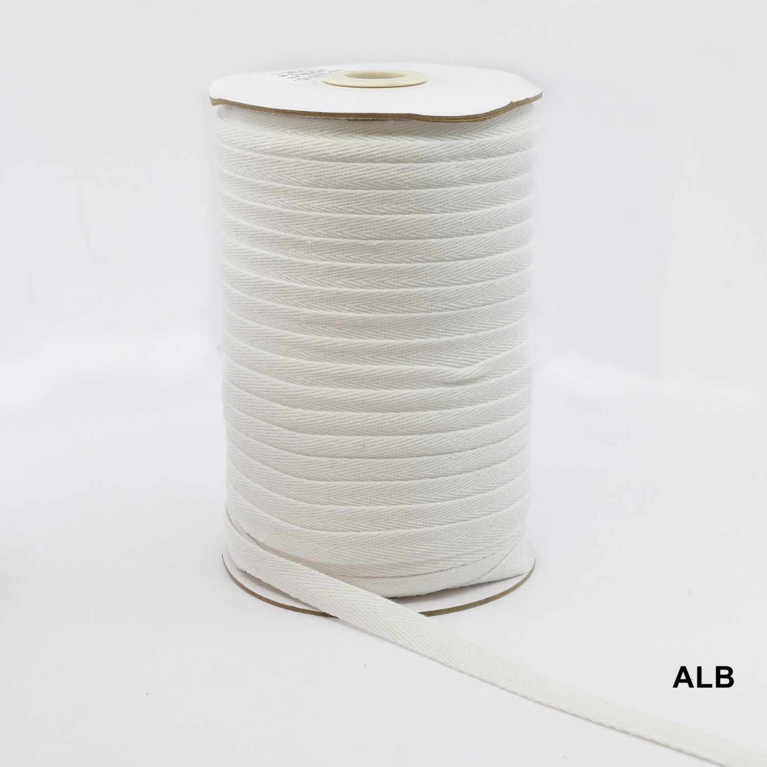 Decorative Cotton Tape, Herringbone, White,  width 10 mm (100 meters/roll)