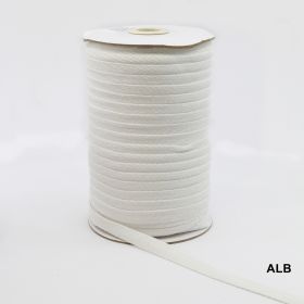 Decorare - Banda Decorativa Bumbac, Herringbone, Alb, latime 10 mm (100 metri/rola)