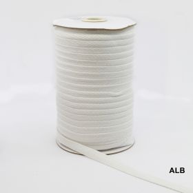 Decorations - Decorative Cotton Tape, Herringbone, White,  width 10 mm (100 meters/roll)