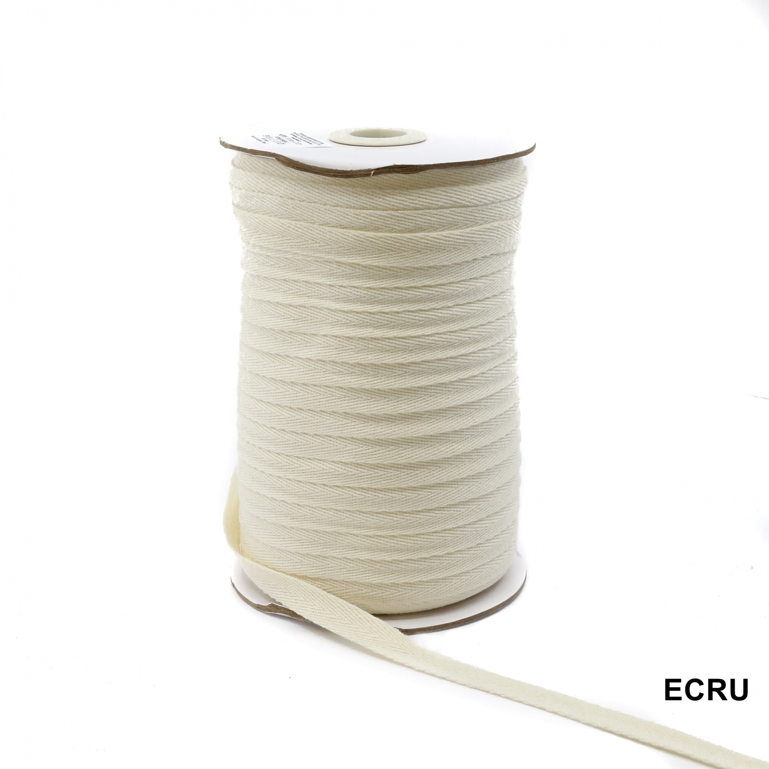 Decorative Cotton Tape, Herringbone, Ecru, width 10 mm (100 meters/roll)