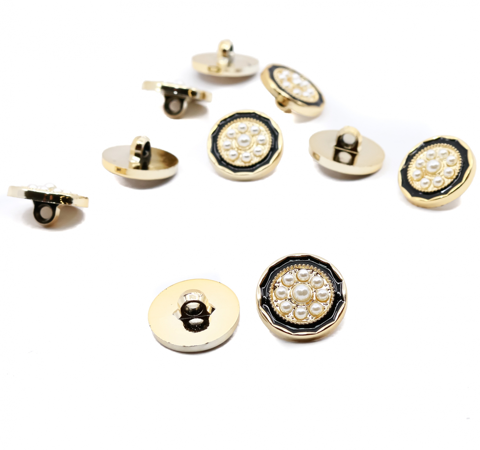 Shank Buttons with Pearls, 25 mm (50 pcs/pack) Code: W80/40