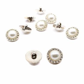 Tailoring - Pearl and Rhinestones Shank Buttons, 21 mm (100 pcs/pack) Code: 809/34