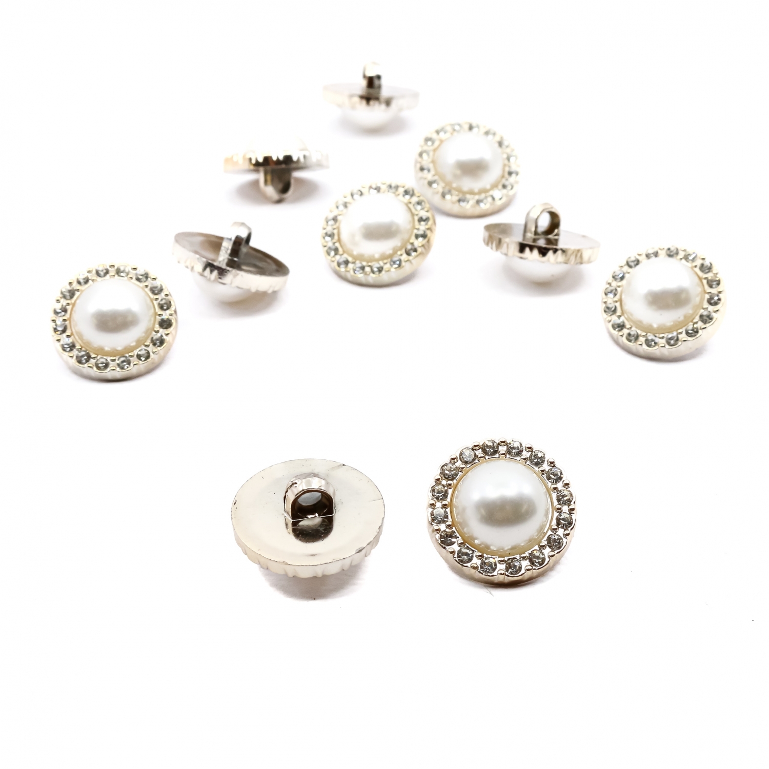 Pearl and Rhinestones Shank Buttons, 21 mm (100 pcs/pack) Code: 809/34
