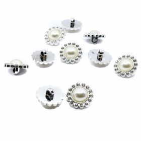 Tailoring - Pearl and Rhinestones Shank Buttons, 25 mm (50 pcs/pack) Code: W087/40