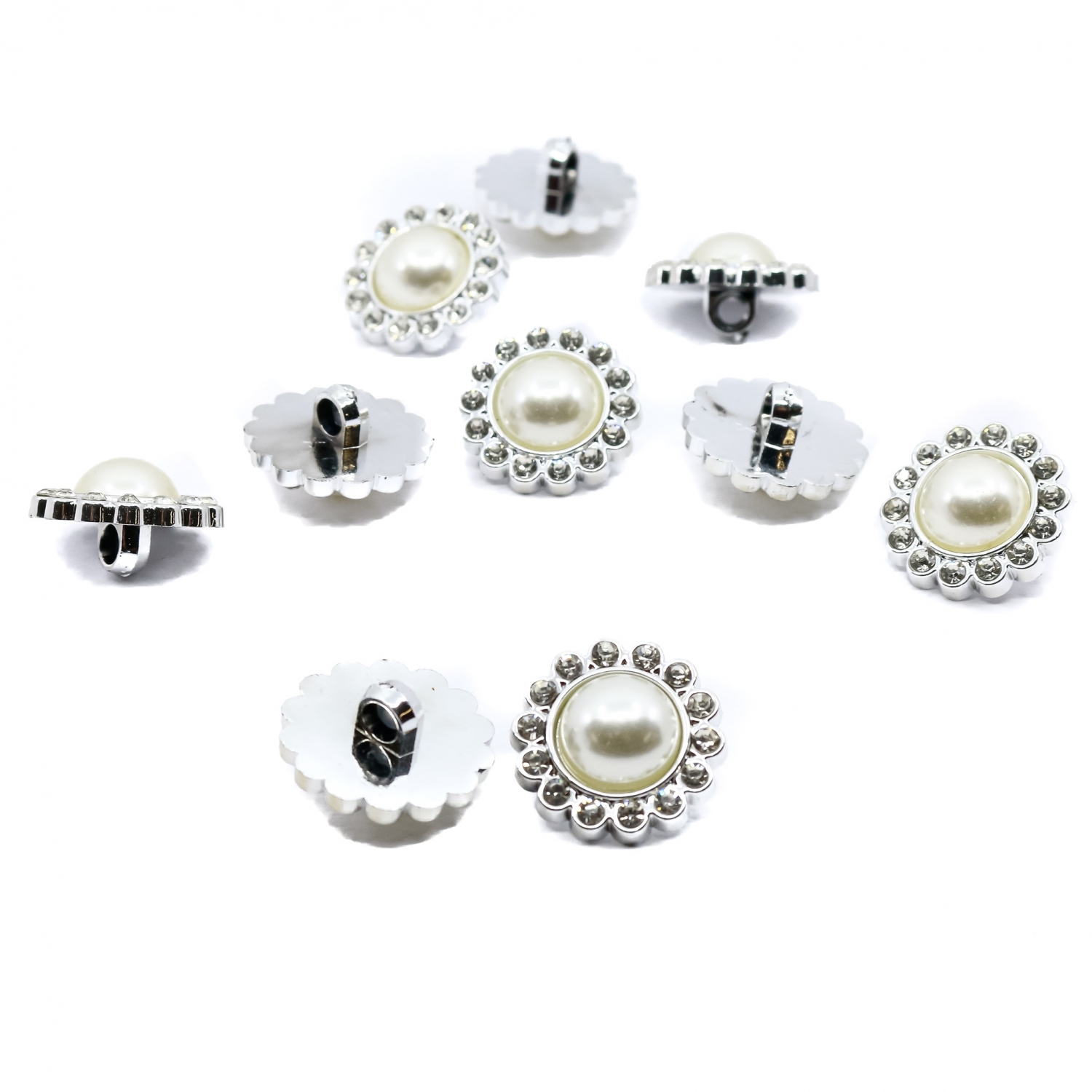Pearl and Rhinestones Shank Buttons, 25 mm (50 pcs/pack) Code: W087/40