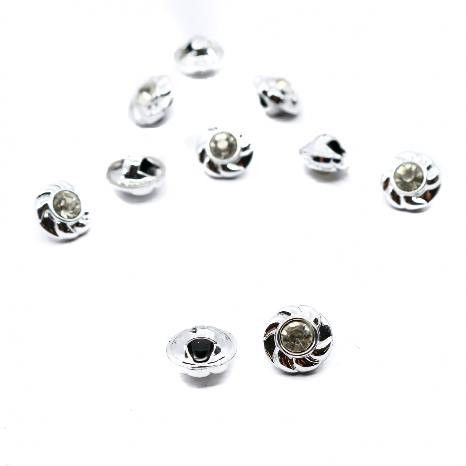 Shank Buttons with Rhinestones, 11 mm (100 pcs/pack) Code: KMH03