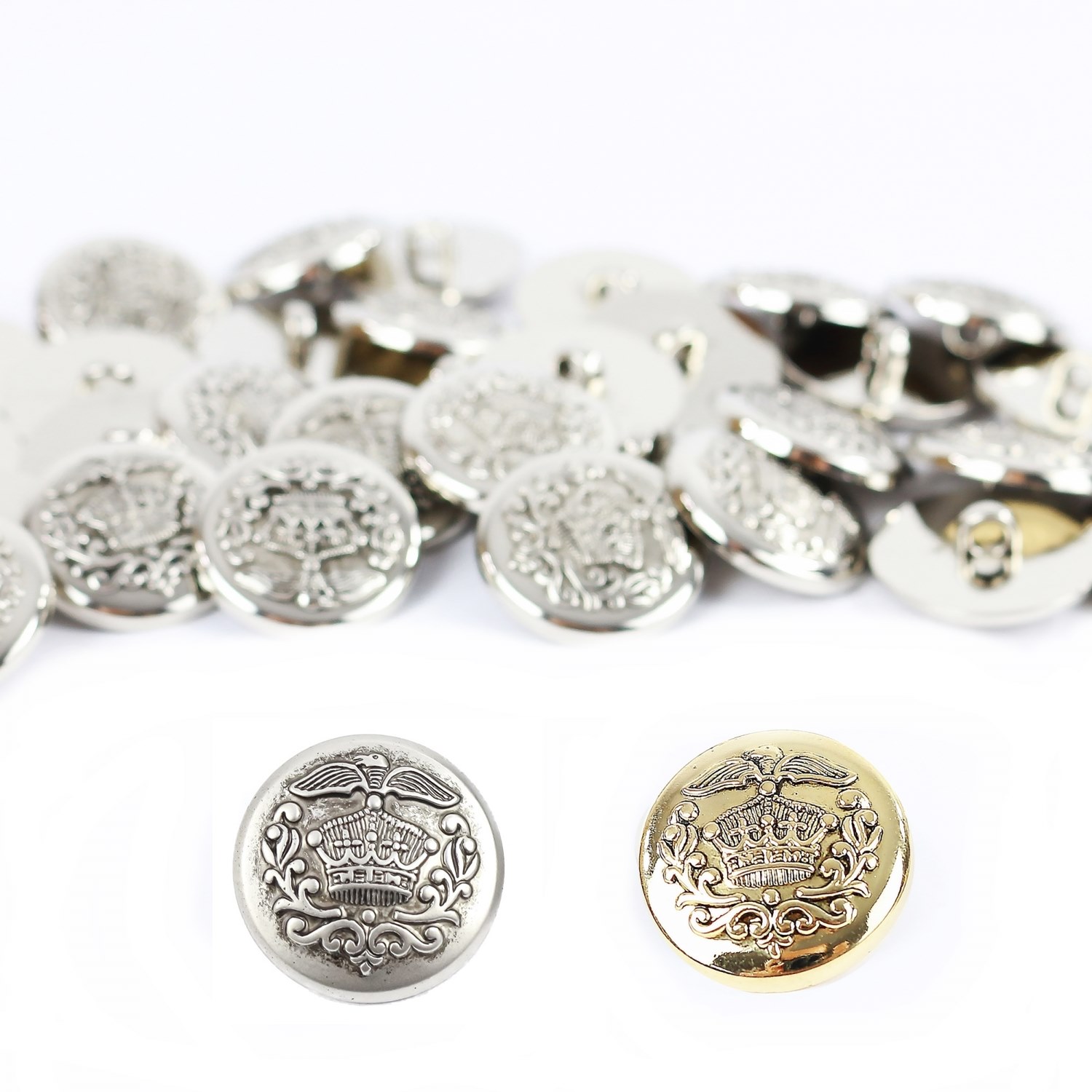 Metallized plastic buttons, Size 40L (144 pcs/pack) Code: 6631-0359