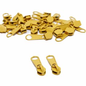 prod_nume - Cursori Metalici pentru Fermoare, spira 5 mm, Culoare: Mustar (500 bucati/pachet)