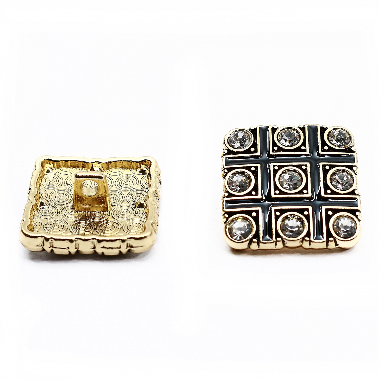 Nasturi Metalici cu Strasuri, 18x18 mm (50 bucati/pachet)Cod: MC2175/18x18MM - 2