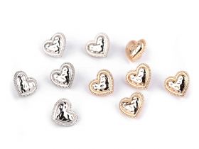 Buttons - Metal Shank Buttons Heart Sape, 11 mm (20 pcs/pack) Code: 120775