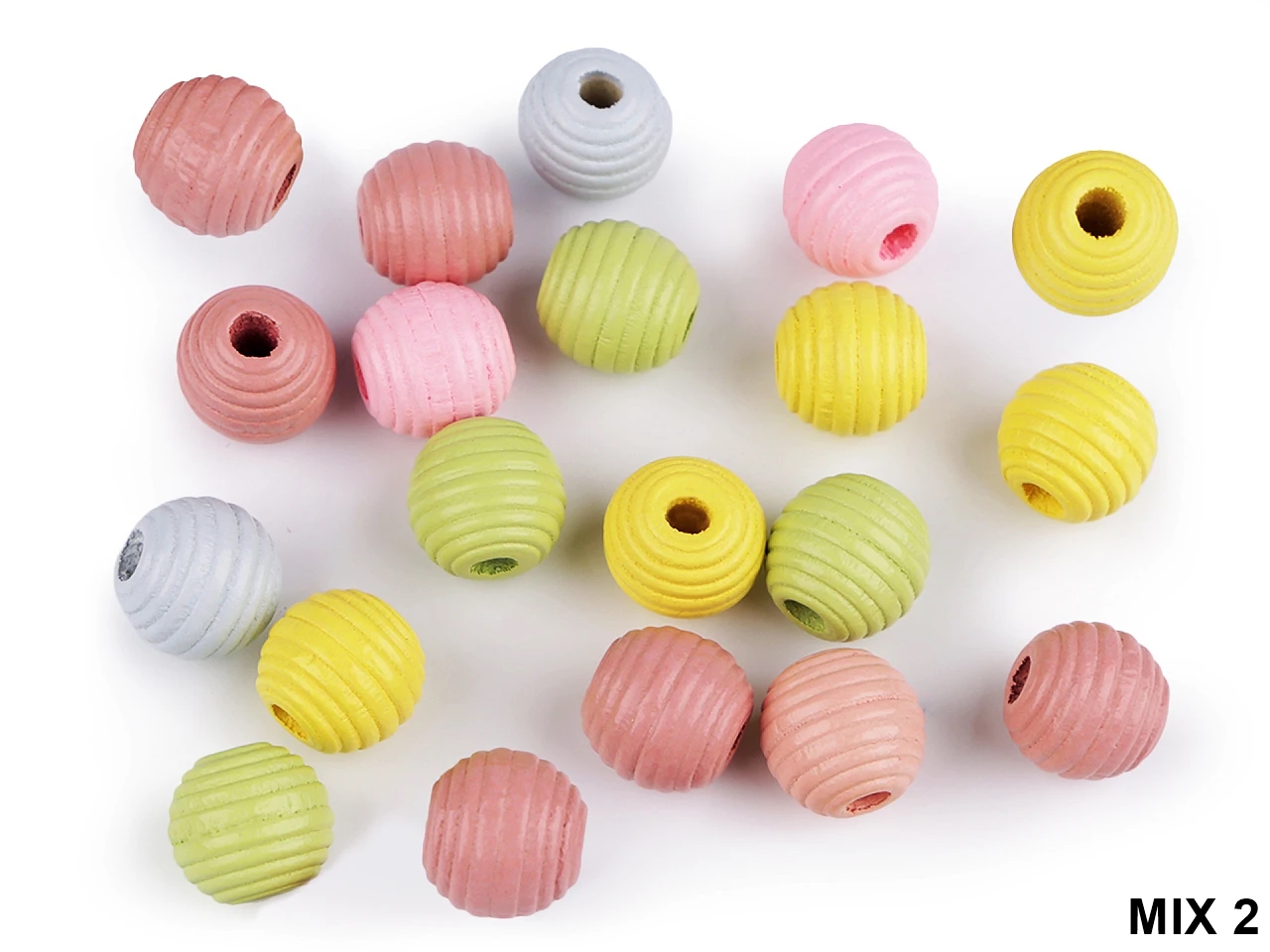 Margele din Lemn, Striate, 13 mm (20 buc/punga)Cod: 340020 - 4