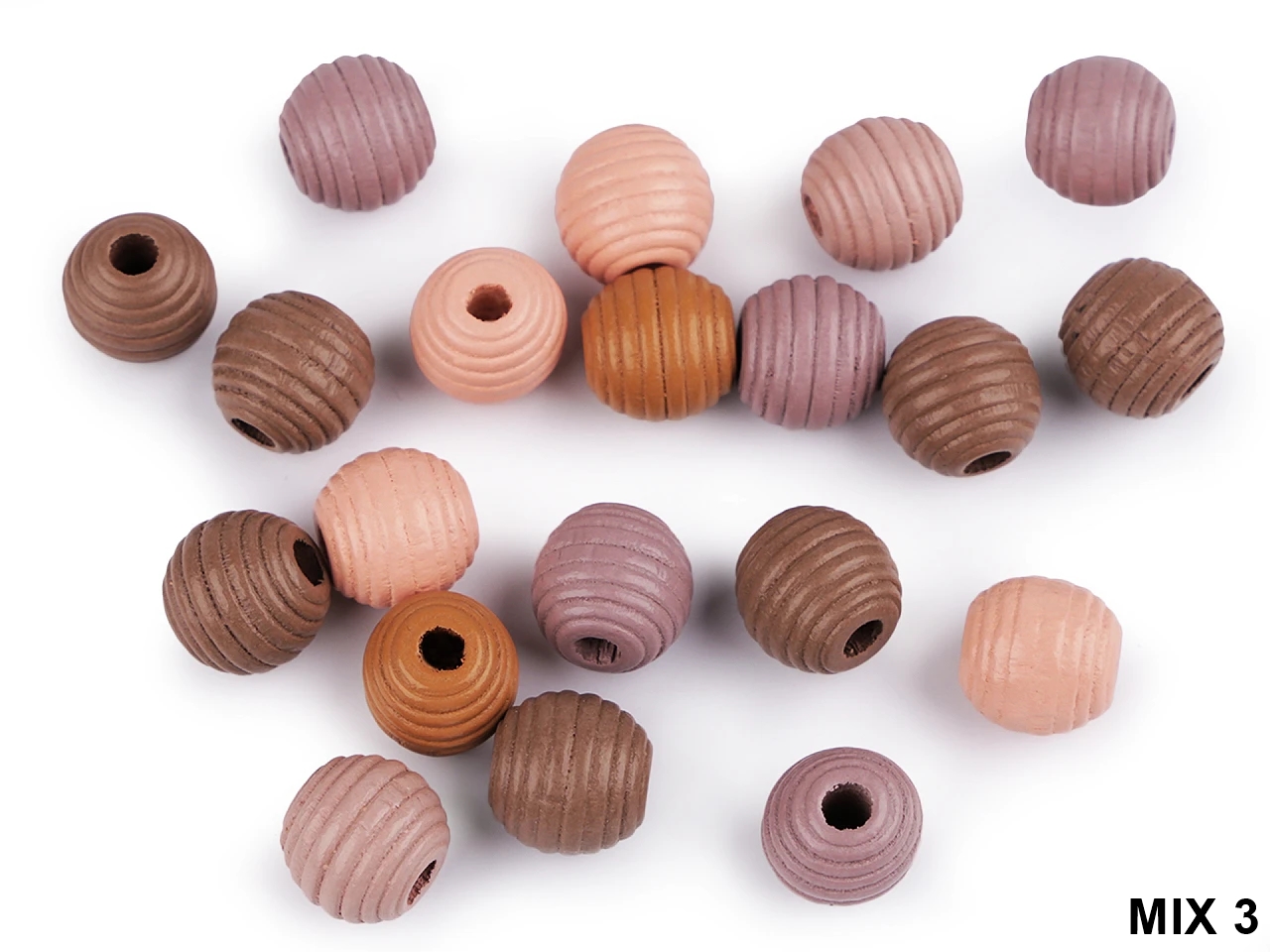Margele din Lemn, Striate, 13 mm (20 buc/punga)Cod: 340020 - 5