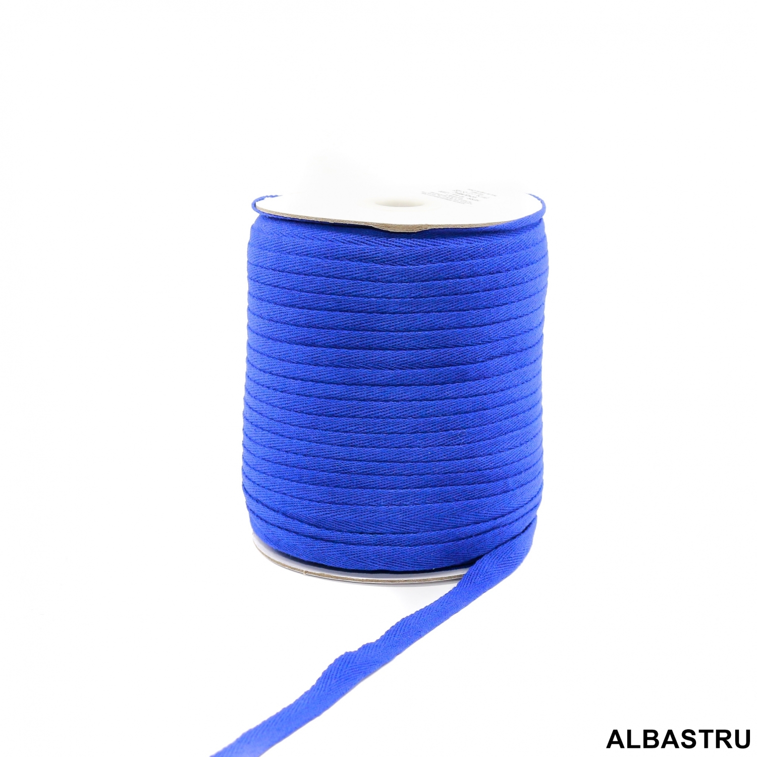 Banda Decorativa Bumbac, Herringbone, Albastru, latime 10 mm (100 metri/rola)