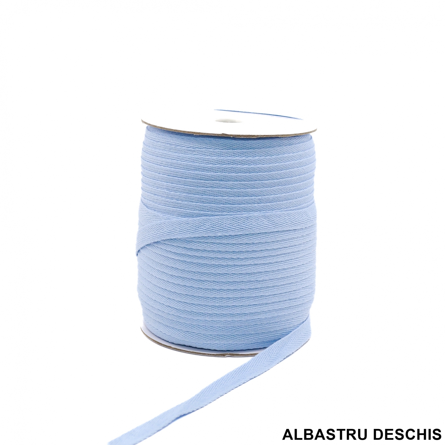 Banda Decorativa Bumbac, Herringbone, Albastru Deschis, latime 10 mm (100 metri/rola)