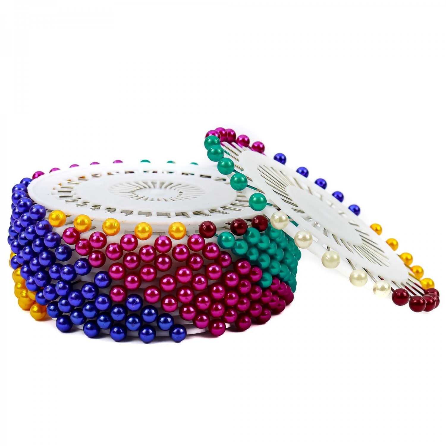 Bolduri cu Cap din Plastic, Albe, Asortate, Lungime 46 mm (36 rozete/cutie)  - 2