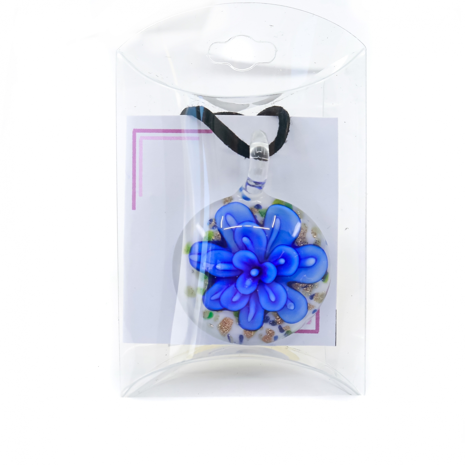 Pandantiv din Sticla, Floare, Albastru Inchis, 31 mm (1 set)Cod: 360051