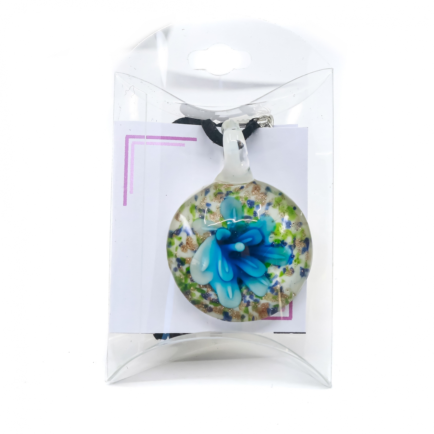 Pandantiv din Sticla, Floare, Turcoaz, 31 mm (1 set)Cod: 360051