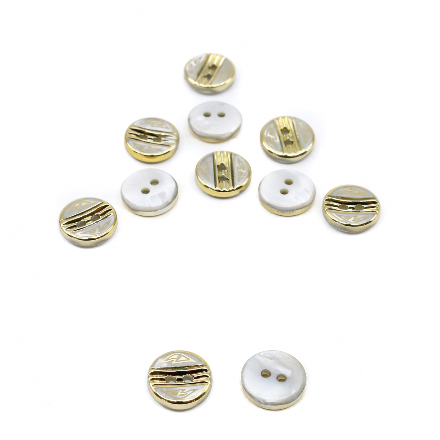 Plastic Metallized Buttons with 2 Holes, Lin 18 (100 pcs/pack) Code: HD573