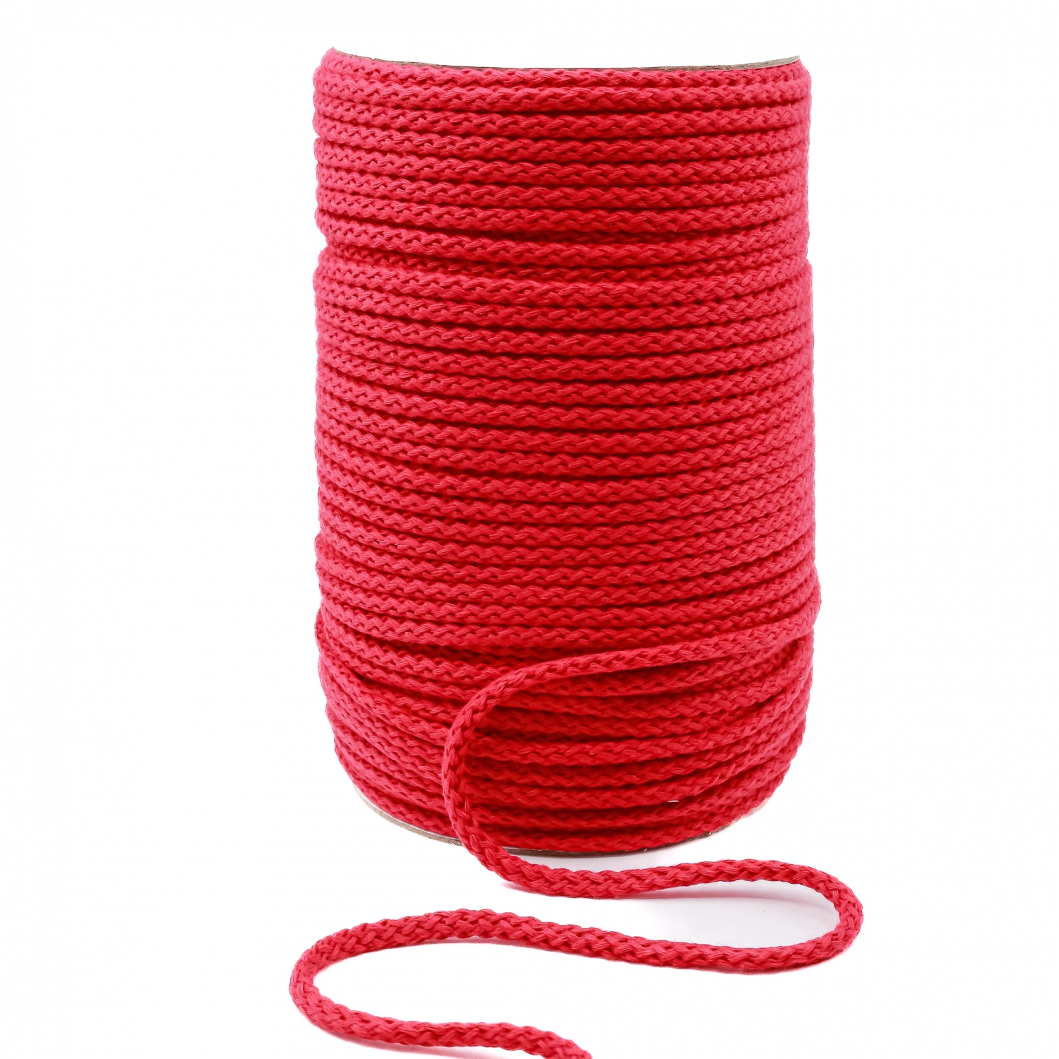 Snur Bumbac, 4mm, Rosu (100 m/rola)
