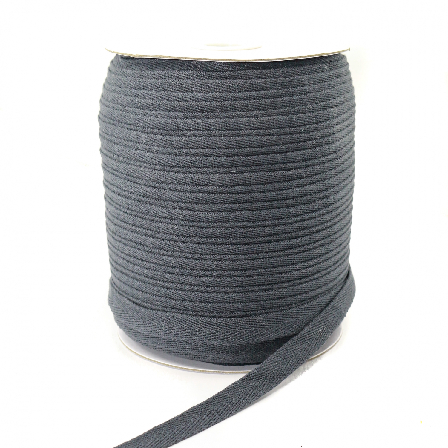 Banda Decorativa Bumbac, Herringbone, Gri Inchis, latime 10 mm (100 metri/rola)