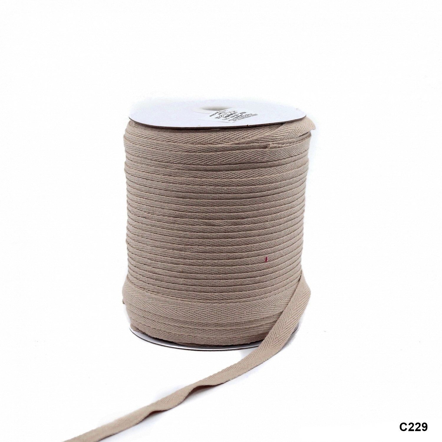 Banda Decorativa Bumbac, Herringbone, Bej Inchis, latime 10 mm (100 metri/rola)